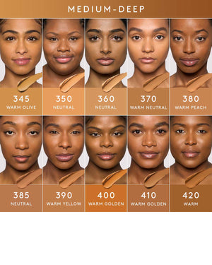 Medium deep skin tone model shade grid.